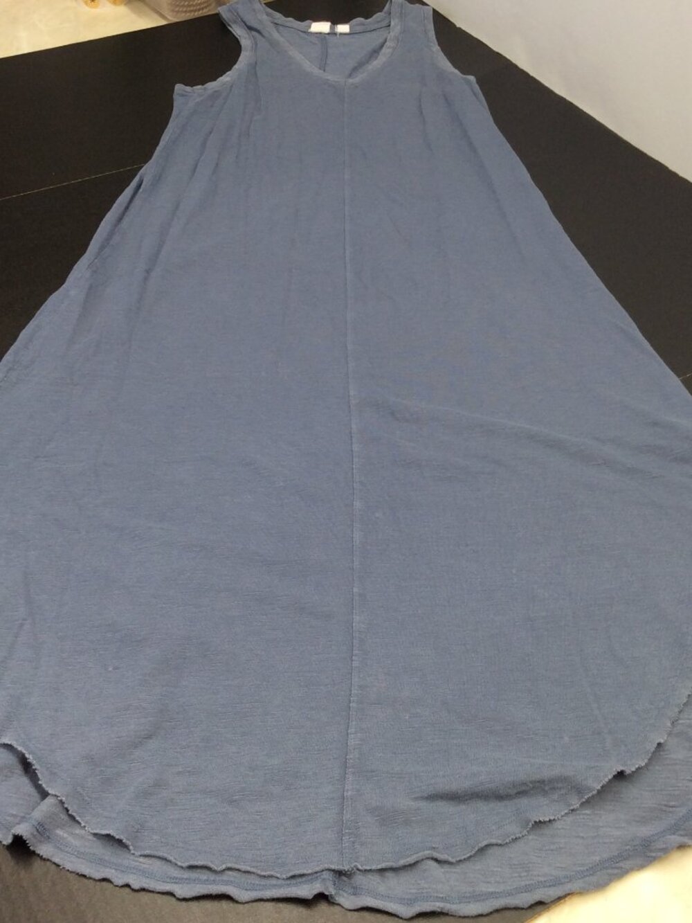 Gap Blue Solid V-Neck Sleeveless Raw Hem Maxi Tank Dress Casual Beach M